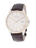 Gucci 18k Rose Gold Analog Leather Strap Watch