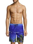 Surfside Supply Beach-print Drawstring Swim Shorts