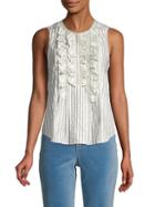 Rebecca Taylor Striped Ruffle-trimmed Blouse