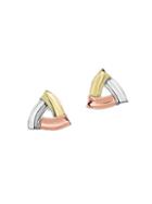 Saks Fifth Avenue 14k Tri-tone Gold Triangle Stud Earrings