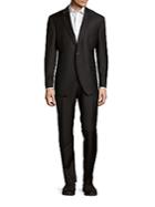 Saks Fifth Avenue Made In Italy Modern-fit Solid Double-vented Suit
