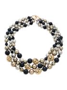 Alexis Bittar Goldplated Crystal & Glass Bead Triple-strand Necklace