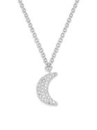 Saks Fifth Avenue Kate Collection Diamond Star 14k White Gold Moon Pendant Necklace