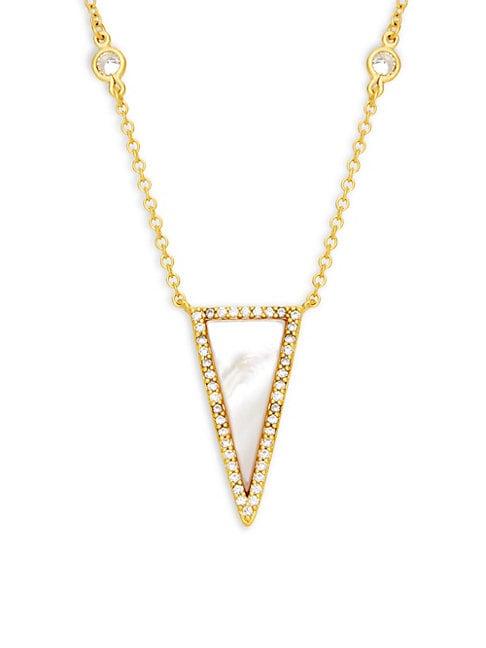Freida Rothman Mother-of-pearl & Cubic Zirconia Triangle Necklace