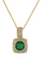 Effy 14k Yellow Gold Emerald And Diamond Pendant Necklace