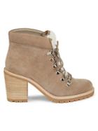 Dolce Vita Post Faux Shearling-trim Suede Booties