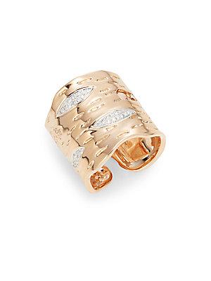 Michael Aram White Diamond And 18k Rose Gold Enchanted Forest Cuff Ring
