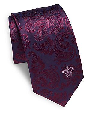 Versace Floral Print Silk Tie