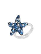 Effy Sterling Silver & Multicolor Sapphire Starfish Ring