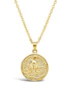 Sterling Forever 14k Gold Vermeil Engraved Medusa Medallion Necklace