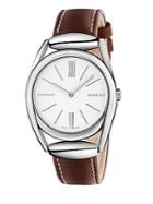 Gucci Horsebit Stainless Steel Brown Leather Strap Watch