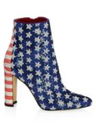 Manolo Blahnik Nancy Americana Sequin Ankle Boots
