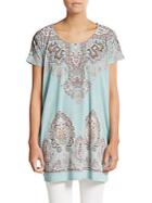 Saks Fifth Avenue Blue Paisley Printed Jersey Tunic