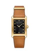Rebecca Minkoff Moment Goldtone Stainless Steel Case & Leather-strap Watch
