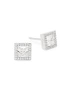 Lafonn Sterling Silver Simulated Diamond Square Stud Earrings