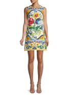Dolce & Gabbana Tile Print Silk Blend Shift Dress