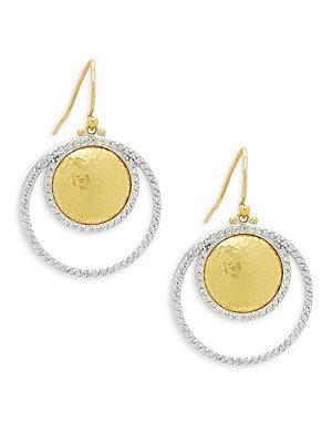 Gurhan 24k Yellow Gold & Pav&eacute; Diamond Hoop Drop Earrings
