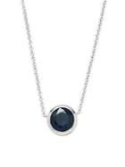 Effy Round Sapphire And 14k White Gold Pendant Necklace