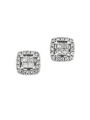 Effy Bouquet Diamond And 14k White Gold Square Stud Earrings