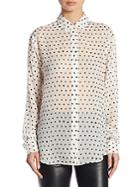 Saint Laurent Lipstick Dot Button-down Blouse