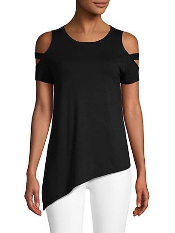 Sweet Romeo Cold-shoulder High-low T-shirt