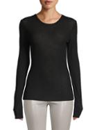 Vince Ribbed Long-sleeve Cotton Top