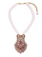 Heidi Daus Filagree Fan Crystal & Glass Beaded Pendant Necklace