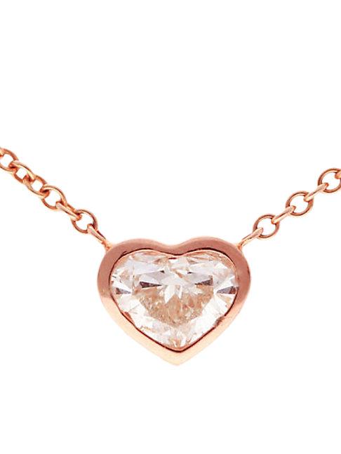 Nephora Heart 14k Rose Gold & Diamond Necklace