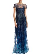 Marchesa Illusion Embroidered Floor-length Gown