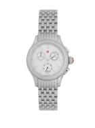 Michele Jetway Chronograph Diamond & Stainless Steel Bracelet Watch