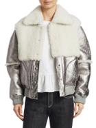 See By Chlo Metallic Shearling Bomber