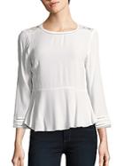 Rebecca Taylor Long Sleeve Laced Crepe Top