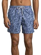 Saks Fifth Avenue Made In Italy Chambray Printed Swim Trunks