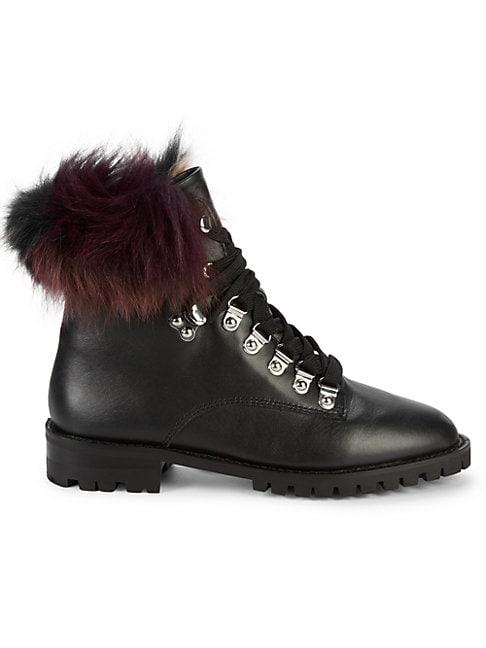 Rebecca Minkoff Jaylin Fox Fur-trim Leather Combat Boots