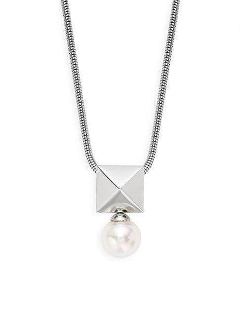 Majorica Sterling Silver & 10mm White Pearl Pendant Necklace