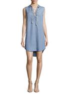Beach Lunch Lounge Lace-front Textured Shirtdress