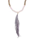 Saks Fifth Avenue Beaded Feather Pendant Necklace
