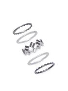Freida Rothman Contemporary Deco Two-tone Sterling Silver Five-piece Ring Set