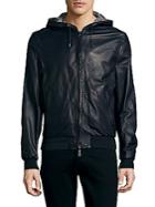 Brioni Reversible Leather Hooded Jacket