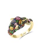 Effy 14k Yellow Gold & Multicolored Sapphire Panther Ring