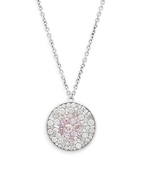 Plev Pink Burst 18k White Gold Pendant Necklace