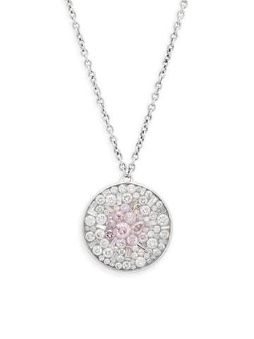 Plev Pink Burst 18k White Gold Pendant Necklace