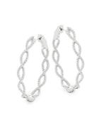 Diana M Jewels Diamond And 14k White Gold Oval Hoop Earrings