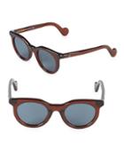 Moncler 44mm Round Sunglasses
