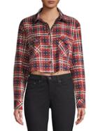 Frankie B Rhinestone Flannel Plaid Button-down Shirt