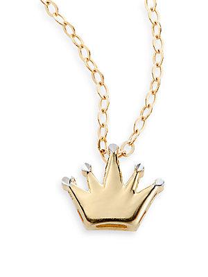 Saks Fifth Avenue Yellow Gold & White Gold Crown Pendant Necklace