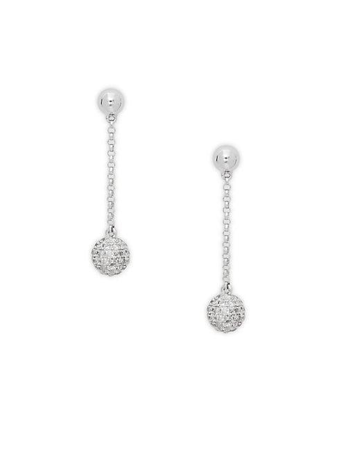Effy Diamond Ball Drop Earrings In 14 Kt. White Gold 0.68 Ct. T.w.