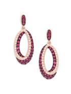 Effy 14k Rose Gold Ruby & White Diamond Earrings