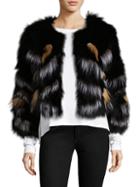 Adrienne Landau Multicolor Dyed Fox Fur Jacket