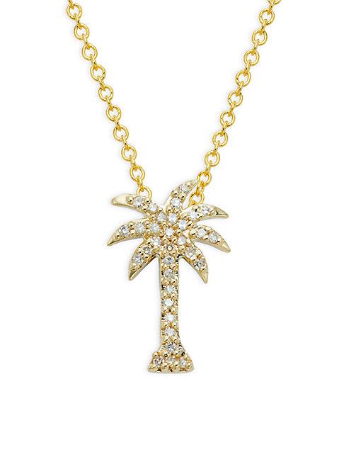 Effy 14k Yellow Gold & Diamond Palm Tree Pendant Necklace